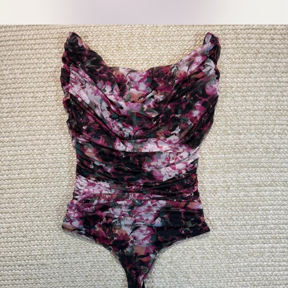 Abercrombie & Fitch Tops - NWT Abercrombie & Fitch Floral Bodysuit - Pink and Black